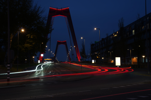 POTY 2023_09 (2b) Sean "Tail-light trails echoing the red columns of Willemsbrug, Rotterdam"